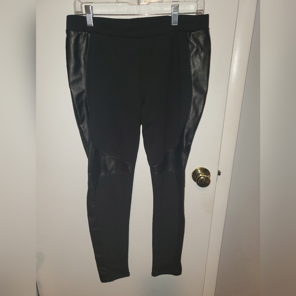 Black Pants with Faux Leather Accents down sides and across the front
